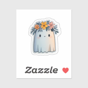 Pegatina del fantasma de la corona floral cute pas