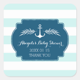 Pegatina del Favor Baby Shower Nautical de las fra