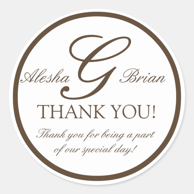 Pegatina del Favor de la Boda Blanca Monogramada M (Anverso)