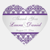 Pegatina del favor de la boda de Damasco plateado