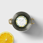 Pegatina del Favor de la Boda de Limón Botánico<br><div class="desc">Excelente y elegante botánico limón Gracias a los pegatinas. El diseño pegatina redondeado incluye un borde limón acuarela y texto de escritura moderno. Personalizar con los nombres de Bride y Grooms y fecha de boda. También se puede personalizar para las duchas de novias.</div>