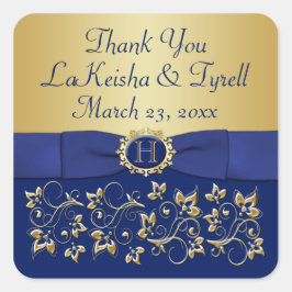 Pegatina del Favor de la Boda Floral de Monograma