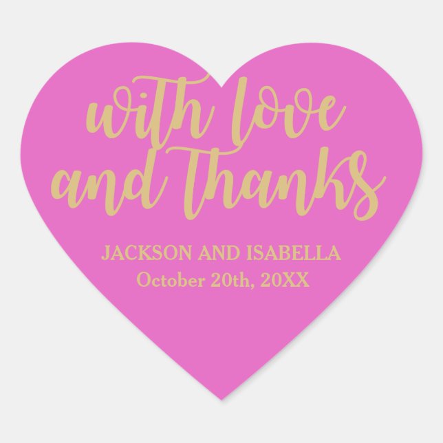 Pegatina del Favor de la Boda Personalizada de Oro (Anverso)