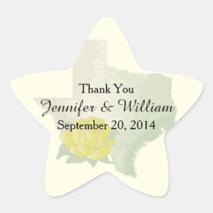 Pegatina del Favor de la Boda Rosa Amarilla de Tex