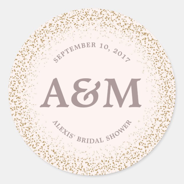 Pegatina del Favor de la Ducha Bridal de Confetti  (Anverso)