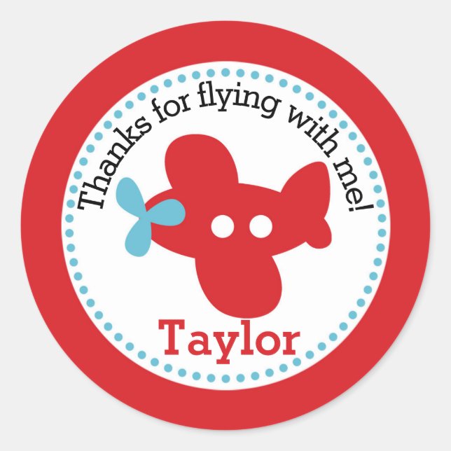 Pegatina del Favor del Avión (Fiesta de Cumpleaños (Anverso)