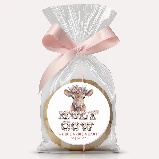 Pegatina del Favor del Baby Shower de la vaca sagr (Subido por el creador)