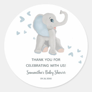 Pegatina del Favor del Elefante Azul Cute