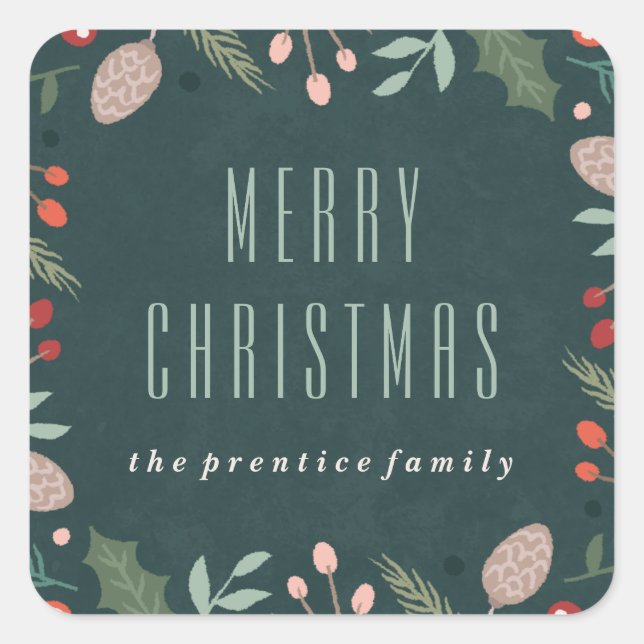 Pegatina del follaje invernal - Verde azulado (Anverso)