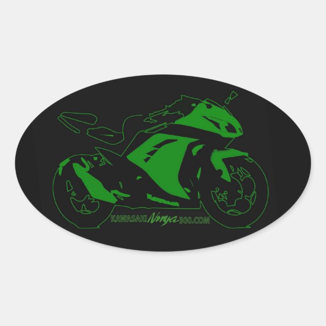 Pegatina del foro de motocicletas Oval Green y bla (Anverso)