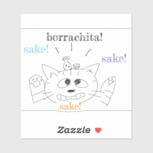 pegatina del gato de borachita