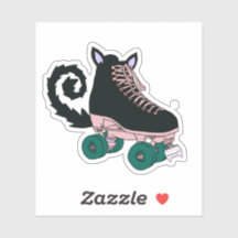 Pegatina del gato de patinaje sobre patines