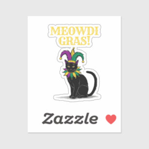 Pegatina del gato Mardi Gras, Funny Meowdi Gras Pi