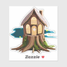 Pegatina del hogar natural de los bosques de Gnome