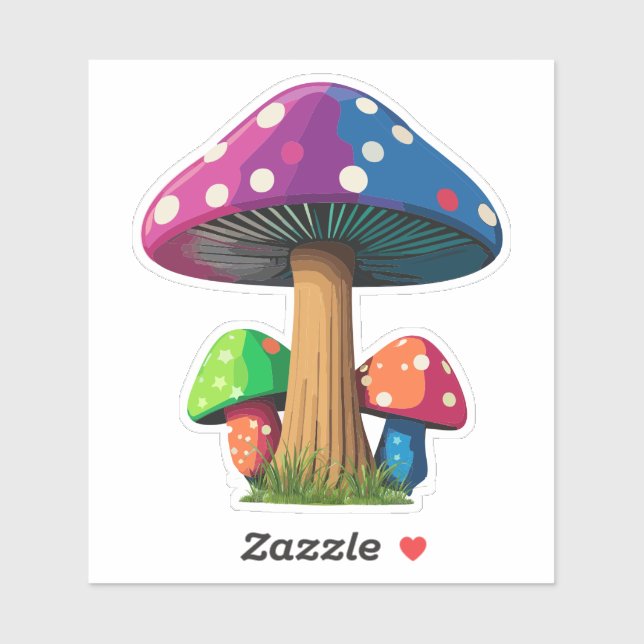 Pegatina del hongo mágico colorido (Hoja)