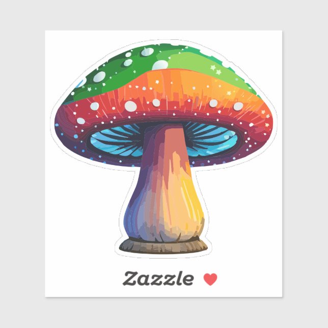 Pegatina del hongo mágico colorido (Hoja)