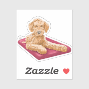 Pegatina del Ilustracion Goldendoodle por Deb Jeff