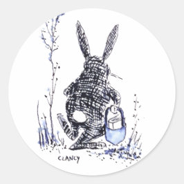 Pegatina del libro de conejo azul