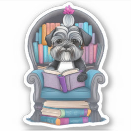 Pegatina del libro de lectura Schnauzer Puppy
