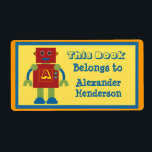 Pegatina del libro de monogramas Kids Robot<br><div class="desc">Pegatina con un colorido motivo robot para que los niños etiqueten sus juguetes,  juegos o libros. Personalícelo con el monograma deseado y nombre en el sencillo editor de texto de zazzle. Creado en parte con gráficos permitidos CU (c) Jodiann Cates y Rhonda en shoppe@eyeinspire.com.</div>