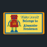 Pegatina del libro de monogramas Kids Robot<br><div class="desc">Pegatina con un colorido motivo robot para que los niños etiqueten sus juguetes,  juegos o libros. Personalícelo con el monograma deseado y nombre en el sencillo editor de texto de zazzle. Creado en parte con gráficos permitidos CU (c) Jodiann Cates y Rhonda en shoppe@eyeinspire.com.</div>