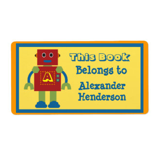 Pegatina del libro de monogramas Kids Robot