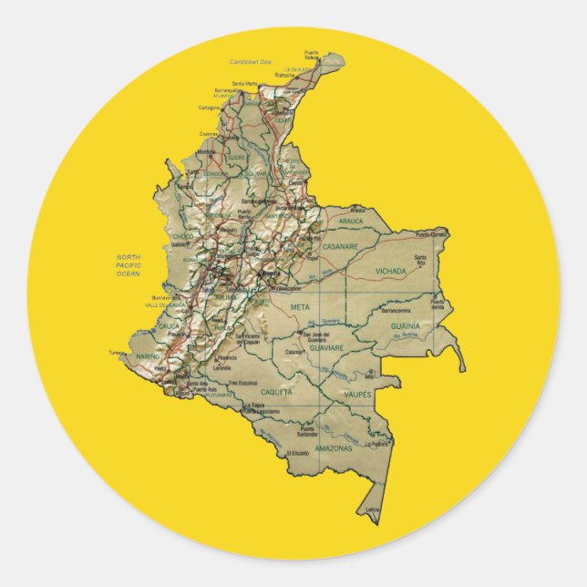 Pegatina del mapa de Colombia (Anverso)