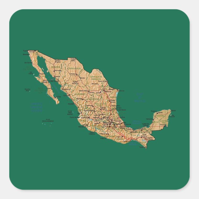 Pegatina del mapa de México (Anverso)