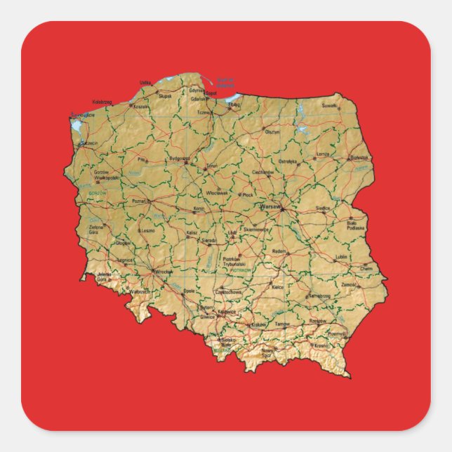 Pegatina del mapa de Polonia (Anverso)