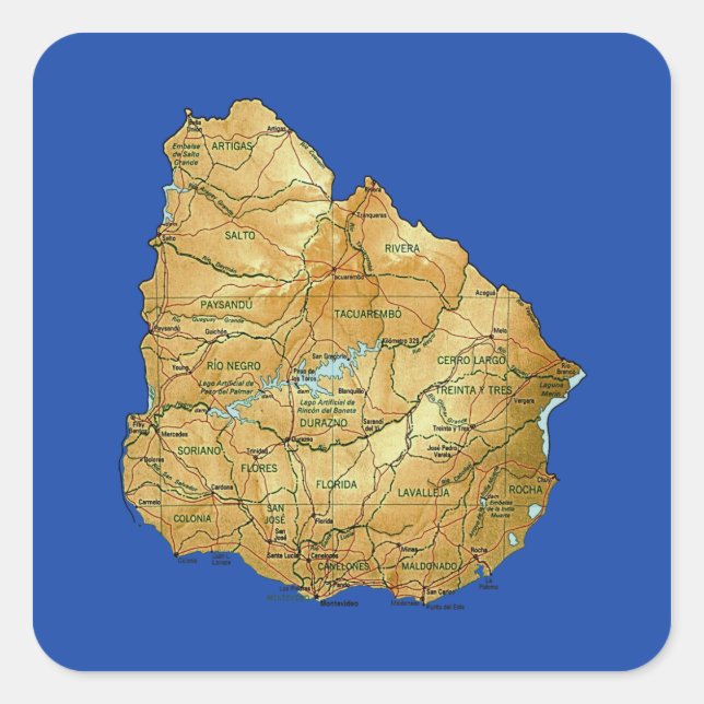 Pegatina del mapa de Uruguay (Anverso)