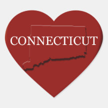 Pegatina del mapa del corazón de Connecticut
