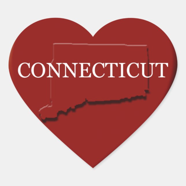 Pegatina del mapa del corazón de Connecticut (Anverso)
