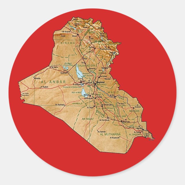 Pegatina del mapa del Iraq (Anverso)