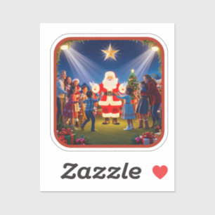 Pegatina del momento mágico de dar regalos de Sant