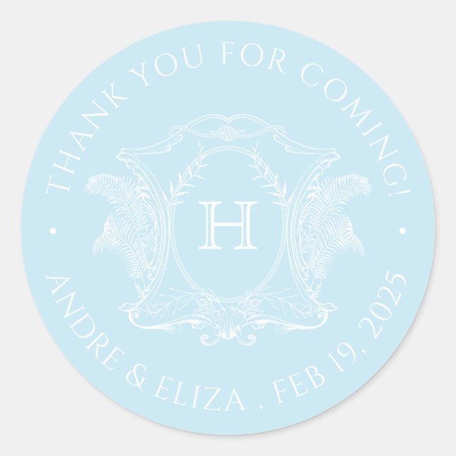 Pegatina del Monograma azul claro del tema de la p (Anverso)