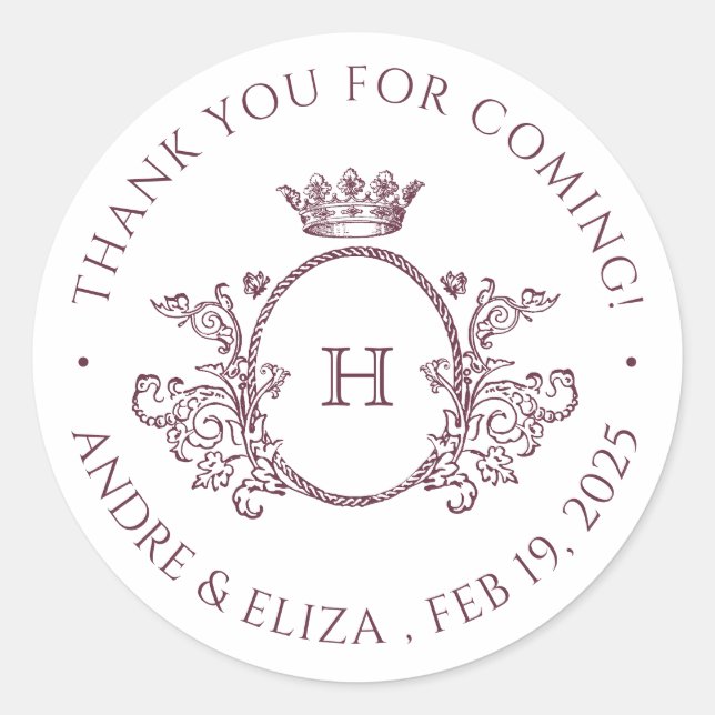 Pegatina del Monograma de Borgoña Vintage (Anverso)