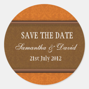 Pegatina del Monograma de Damasco Marrón