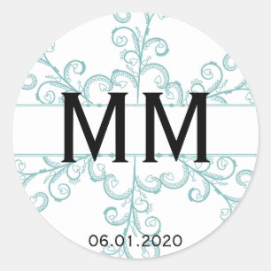 Pegatina del monograma del copo de nieve del
