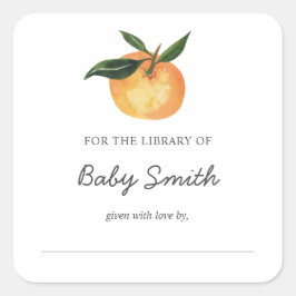 Pegatina del Naranja de la placa de Baby Shower