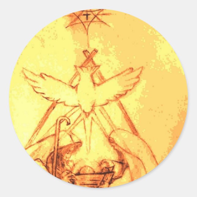 Pegatina del navidad de la escena de la natividad (Anverso)