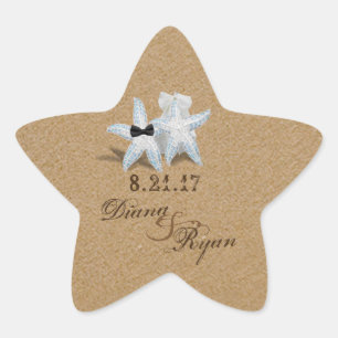 Pegatina del novio de la novia de las estrellas de