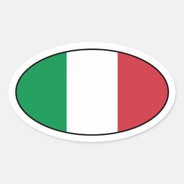 Pegatina del óvalo de la bandera de Italia (Anverso)