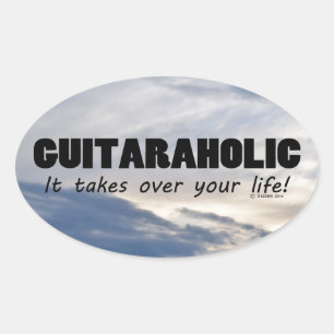 Pegatina del óvalo de la vida guitaraholic
