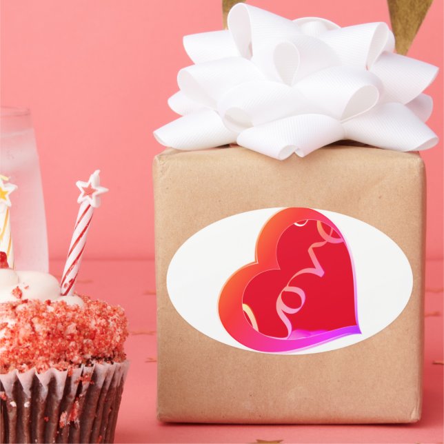 Pegatina del ovario del corazón rojo del amor (Fiesta)