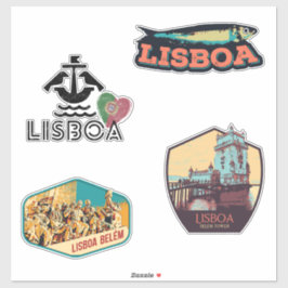Pegatina del paquete de ilustracion de Lisboa Port