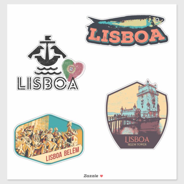 Pegatina del paquete de ilustracion de Lisboa Port (Hoja)