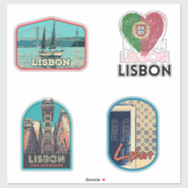 Pegatina del paquete de ilustracion de Lisboa Port