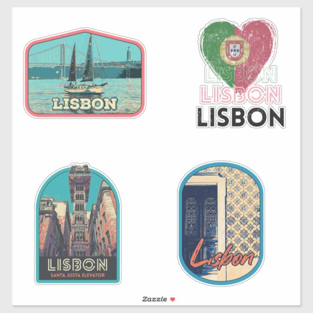 Pegatina del paquete de ilustracion de Lisboa Port (Hoja)
