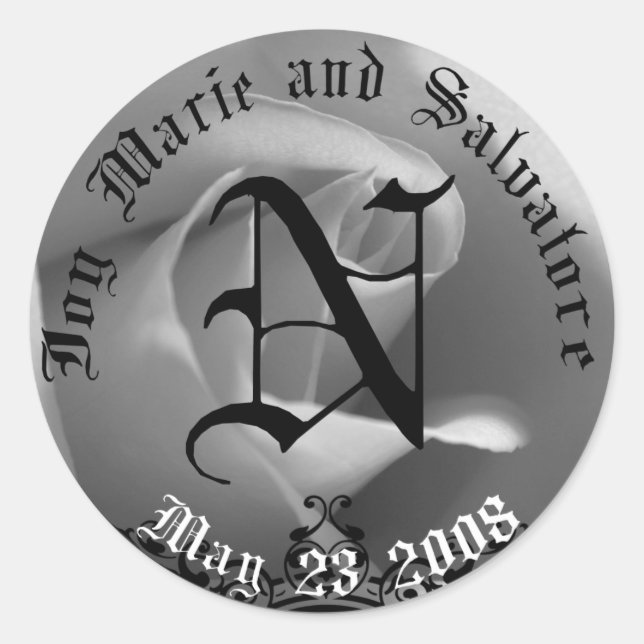 Pegatina del paquete de regalo de favor de boda (Anverso)