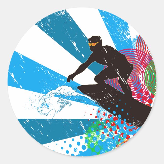Pegatina del Paraíso Surfista con Problemas (Anverso)